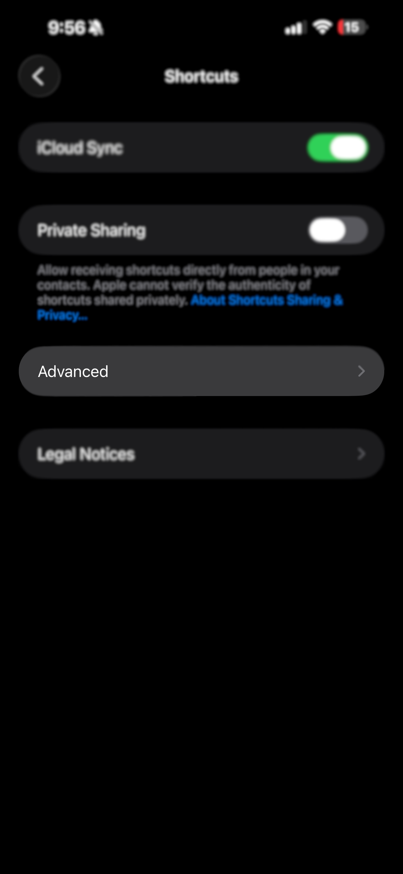 Advanced settings section