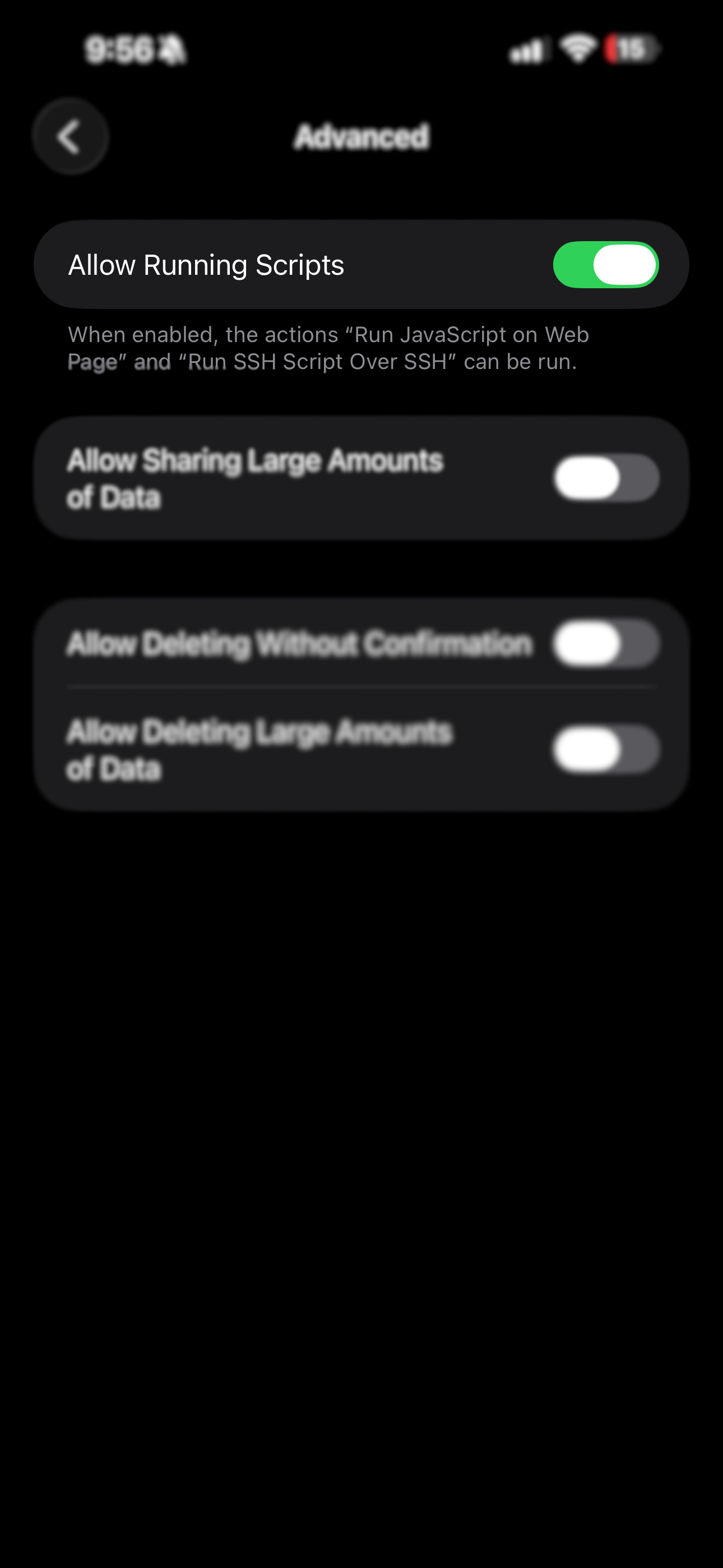 Allow Running Scripts toggle enabled